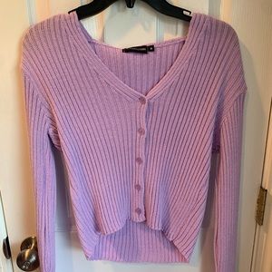 PLT Lilac Button Front Cardigan - M (Cropped)